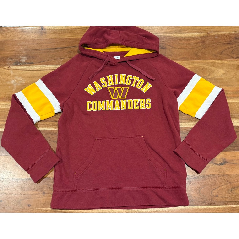 NFL Team Apparel Washington Commanders Mens Burgundy Gold Hoodie Size M
